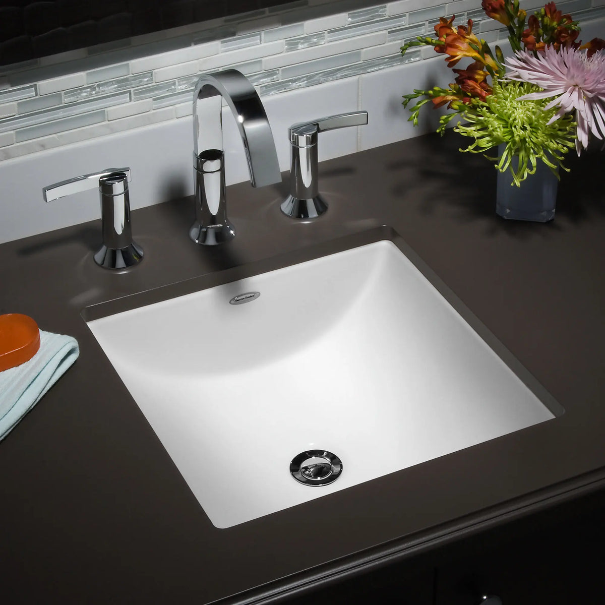 American Standard Studio Carre Under-Counter Square Bathroom Sink, 16 in. x 16 in., White (No Faucet Deck)