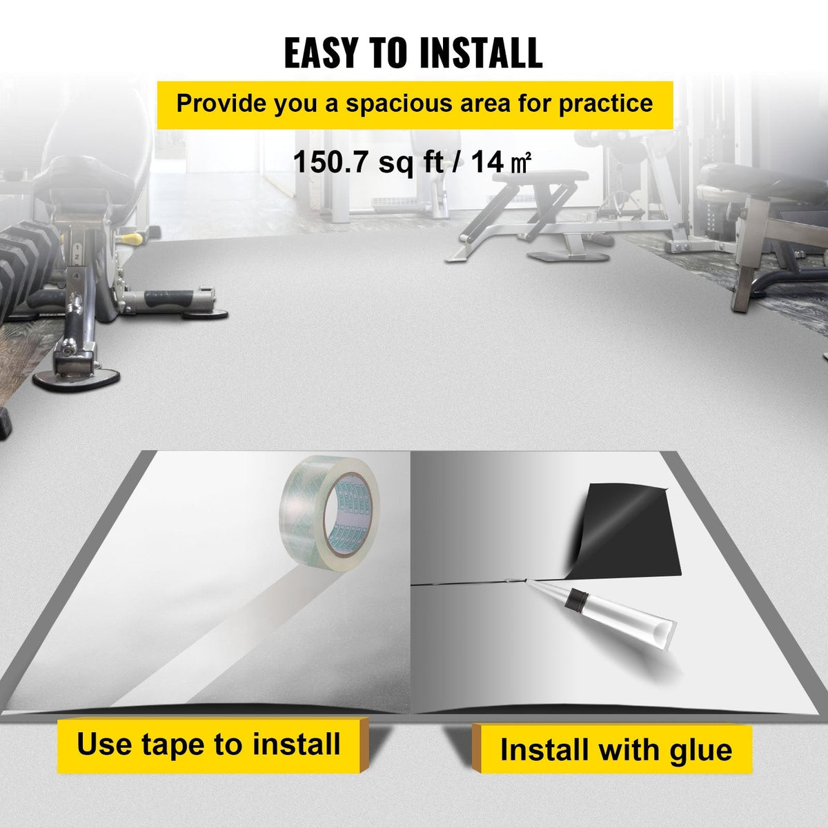 VEVOR 79.2-in W x 276-in L x 0.06-in T Interlocking PVC Plastic Gym Floor Roll (77.5-sq ft)