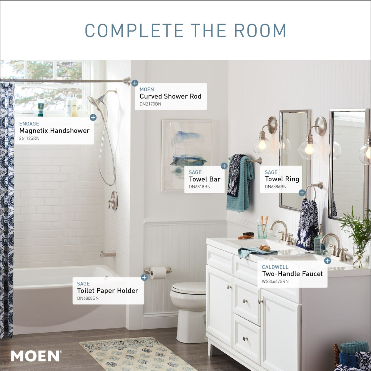 Moen Sage 18-in Spot Resist Brushed Nickel Wall Mount Single Towel Bar