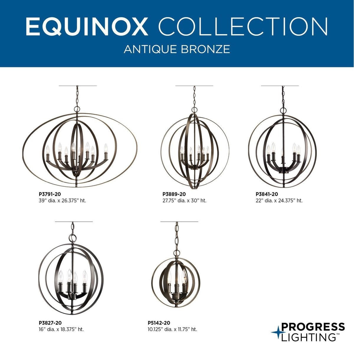 Progress Lighting Equinox 5-Light Gray Transitional Chandelier