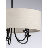 Progress Lighting Drum Shade 5-Light Matte Black Farmhouse Chandelier