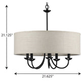 Progress Lighting Drum Shade 5-Light Matte Black Farmhouse Chandelier
