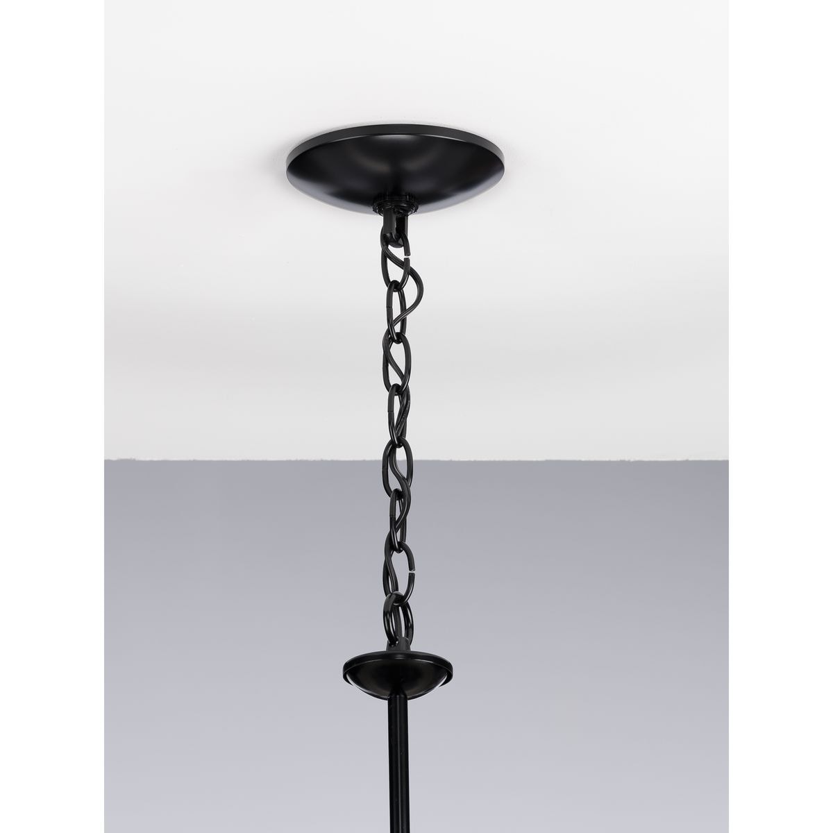 Progress Lighting Drum Shade 5-Light Matte Black Farmhouse Chandelier