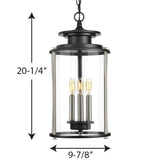 Progress Lighting Squire 3-Light Black Traditional Clear Glass Lantern Mini Indoor/Outdoor Hanging Pendant Light