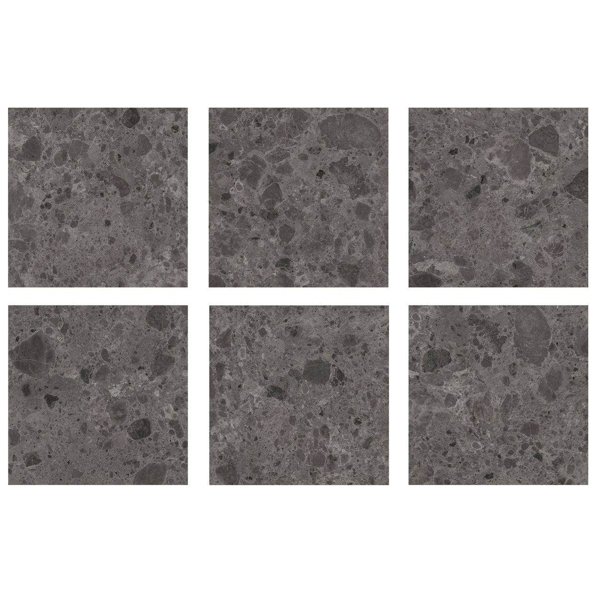 Giorbello Ambience Terrazzo Deep Gray 24-in x 24-in Matte Porcelain Stone Look Floor Tile (12-sq. ft/ Carton)