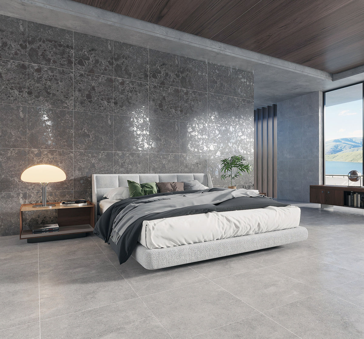 Giorbello Ambience Terrazzo Deep Gray 24-in x 24-in Matte Porcelain Stone Look Floor Tile (12-sq. ft/ Carton)