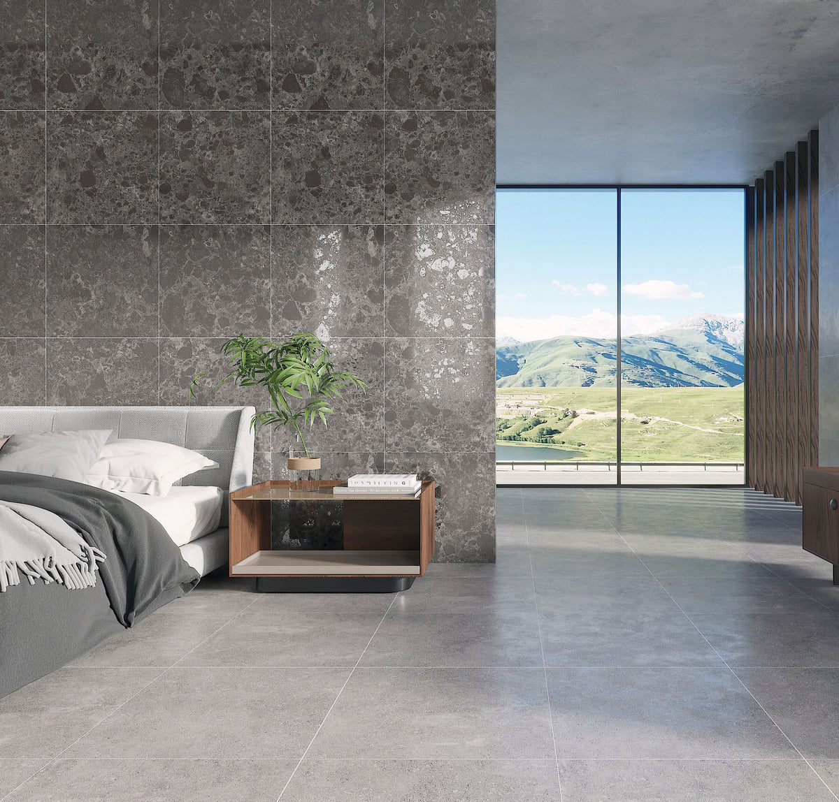 Giorbello Ambience Terrazzo Deep Gray 24-in x 24-in Matte Porcelain Stone Look Floor Tile (12-sq. ft/ Carton)