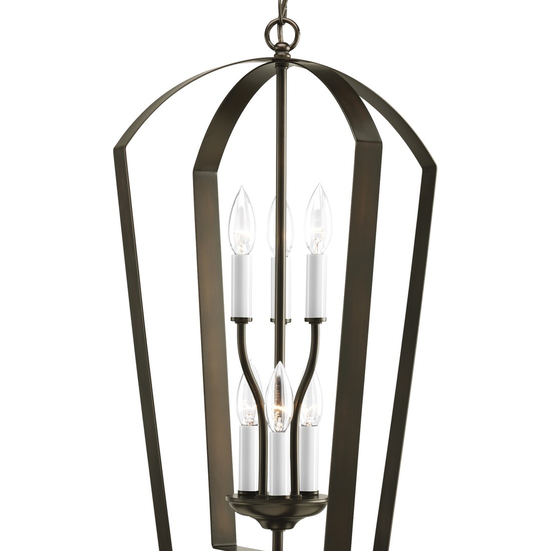 Progress Lighting Gather 6-Light Antique Bronze Traditional Geometric Medium Hanging Pendant Light