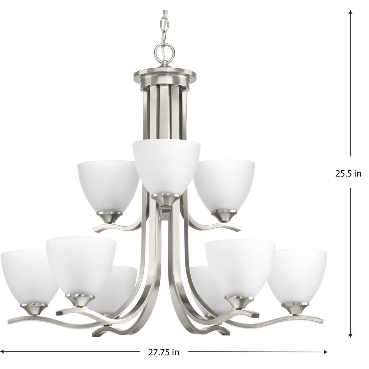 Progress Lighting Laird 9-Light Brushed Nickel Transitional Chandelier