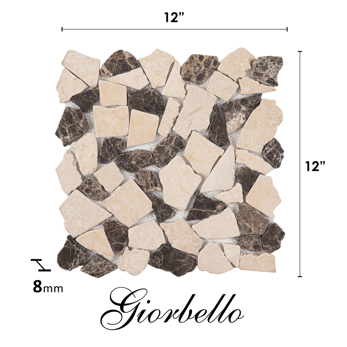 Giorbello Beige 12-in x 12-in Tumbled Natural Stone Marble Random Marble Look Floor Tile (5-sq. ft/ Carton)