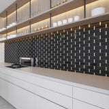 Giorbello Black and Gold 11-in x 12-in Polished Natural Stone Marble Linear Marble Look Floor Tile (4.8-sq. ft/ Carton)