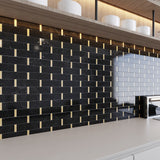 Giorbello (Sample) Black and Gold 11-in x 12-in Polished Marble Linear Marble Look Floor and Wall Tile