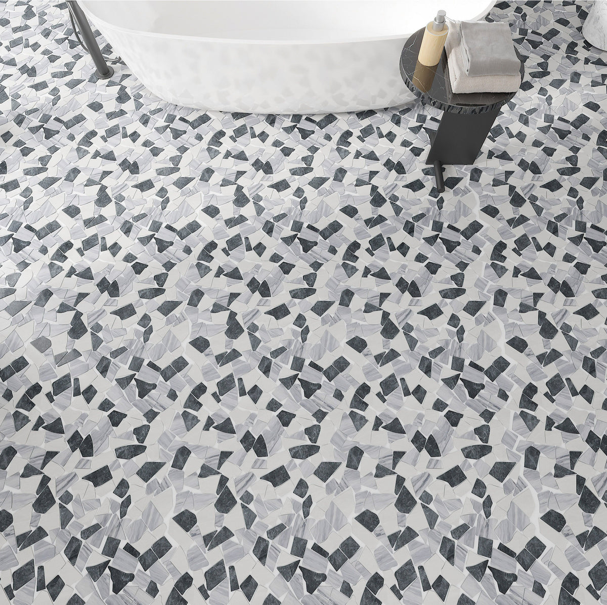 Giorbello (Sample) Gray 12-in x 12-in Matte Marble Circular Marble Look Floor and Wall Tile