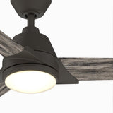 Fanimation Studio Collection Pyramid 52-in Matte Greige LED Indoor/Outdoor Ceiling Fan with Remote, Weathered Wood Blades (3-Blade)
