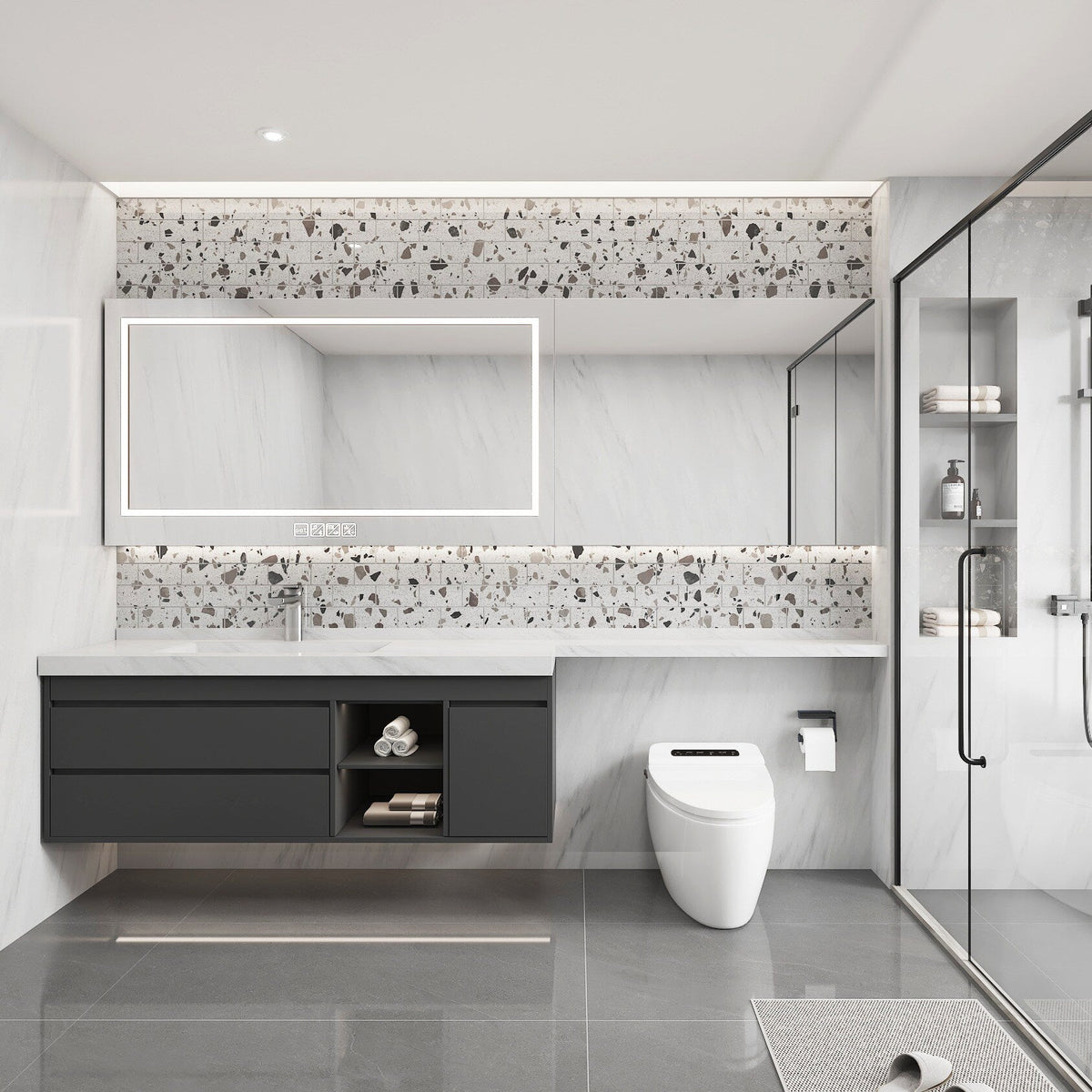 Giorbello Silver Moonstone 3-in x 6-in Glossy Glass Stone Look Wall Tile (5-sq. ft/ Carton)