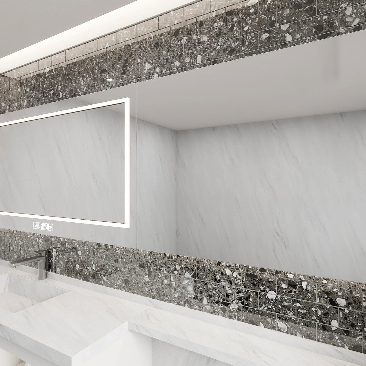 Giorbello (Sample) Gray Earthstone 3-in x 6-in Glossy Glass Stone Look Wall Tile