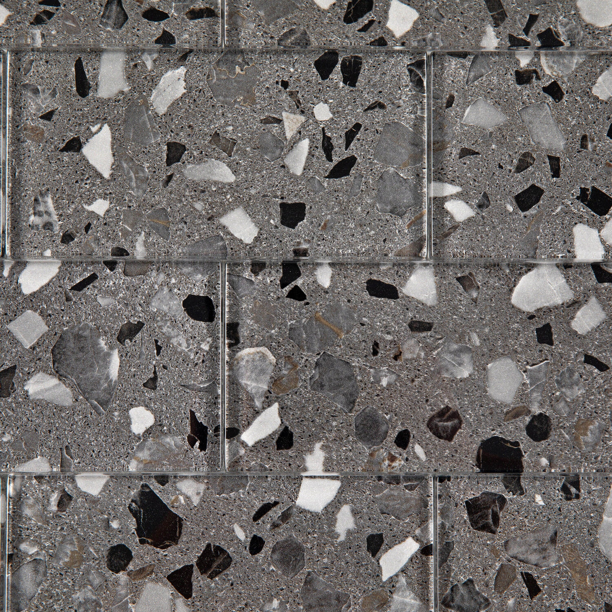 Giorbello (Sample) Gray Earthstone 3-in x 6-in Glossy Glass Stone Look Wall Tile