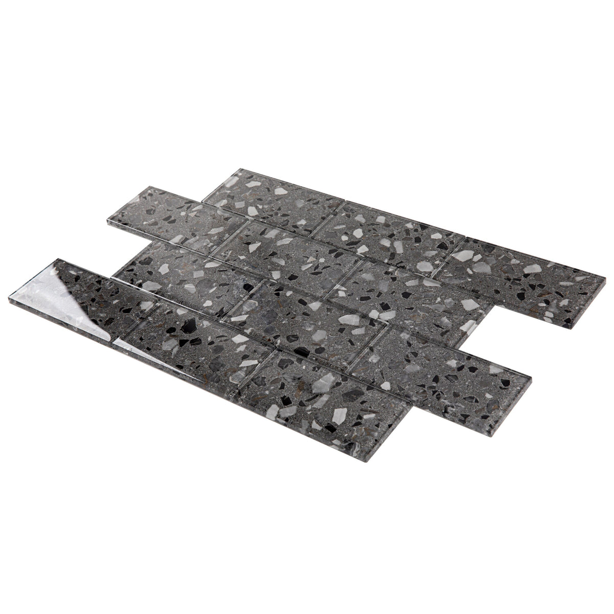 Giorbello Gray Earthstone 3-in x 6-in Glossy Glass Stone Look Wall Tile (5-sq. ft/ Carton)