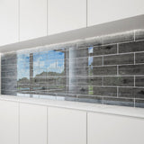 Giorbello Platinum Oak 4-in x 12-in Glossy Glass Wood Look Wall Tile (5-sq. ft/ Carton)