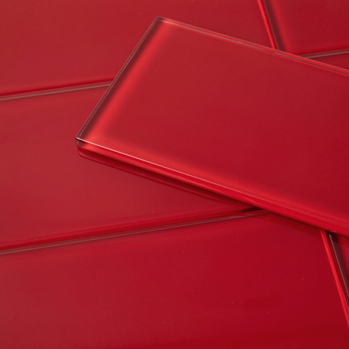 Giorbello Ruby Red 3-in x 9-in Glossy Glass Subway Wall Tile (5-sq. ft/ Carton)