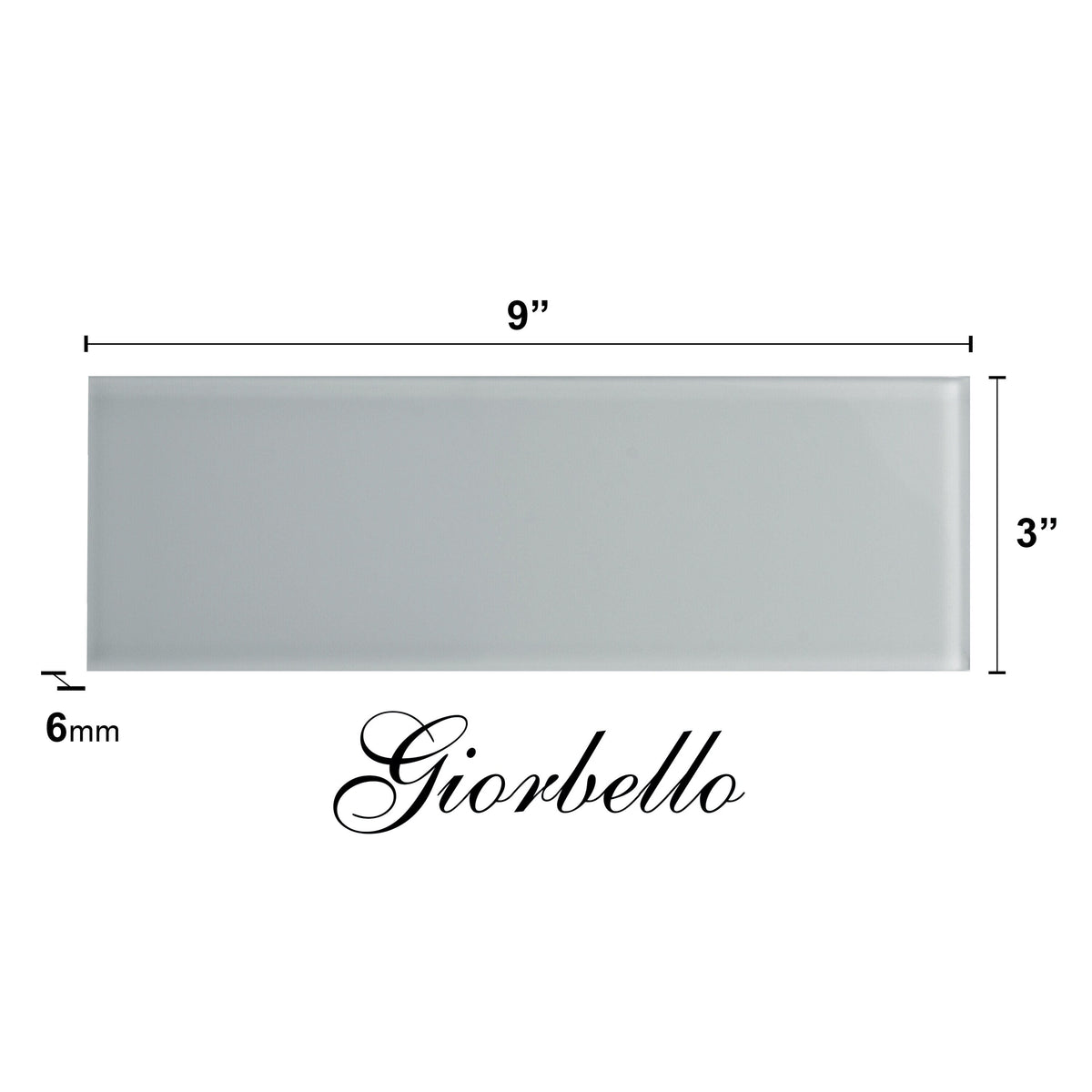 Giorbello True Gray 3-in x 9-in Glossy Glass Subway Wall Tile (5-sq. ft/ Carton)