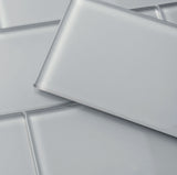Giorbello (Sample) True Gray 3-in x 9-in Glossy Glass Subway Wall Tile