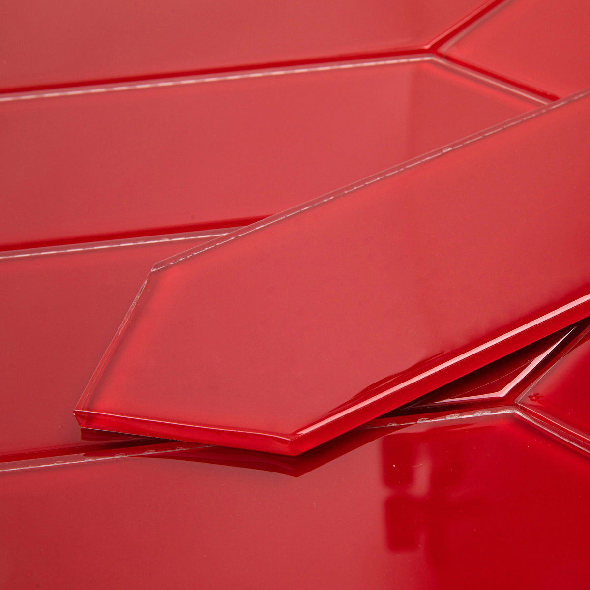 Giorbello Picket Hexagon Ruby Red 3-in x 9-in Glossy Glass Subway Wall Tile (5.8-sq. ft/ Carton)