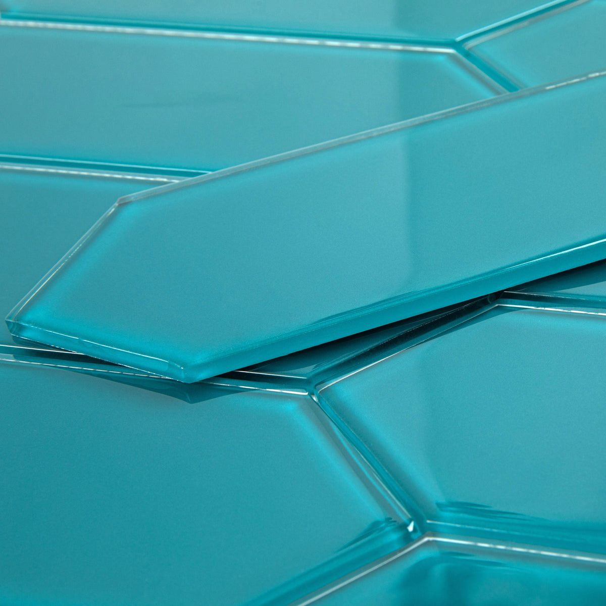 Giorbello (Sample) Dark Teal 3-in x 9-in Glossy Glass Subway Wall Tile