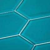 Giorbello Picket Hexagon Dark Teal 3-in x 9-in Glossy Glass Subway Wall Tile (5.8-sq. ft/ Carton)