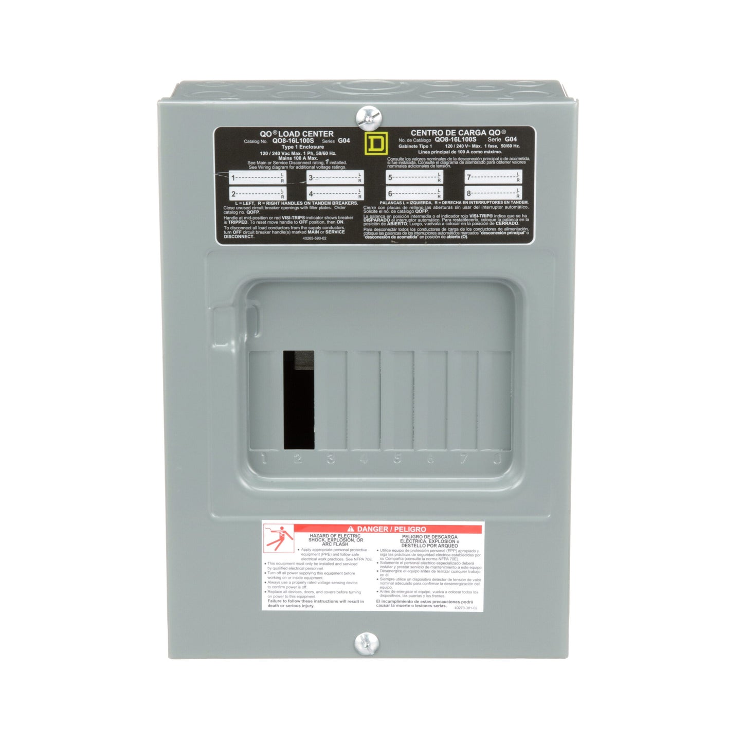 Square D Square D QO Brand Only 100-Amp 8-space load center - front view