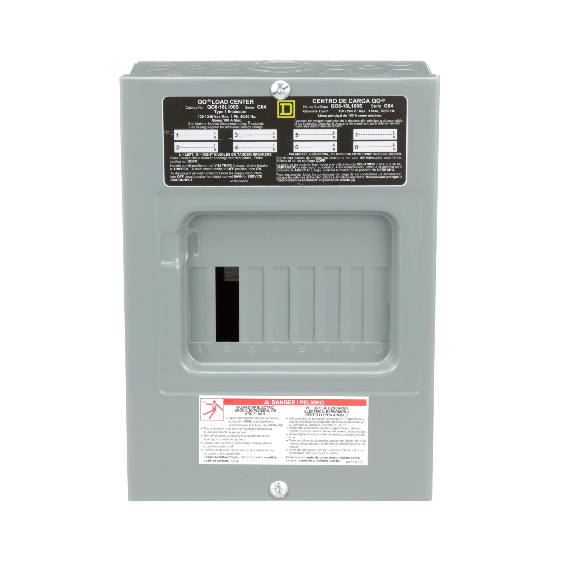Square D Square D QO Brand Only 100-Amp 8-space load center - front view
