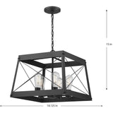 Progress Lighting Bradberry 5-Light Matte Black Farmhouse Square Medium Hanging Pendant Light