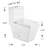 New Style Double Flush 1 Piece 0.8 / 1.28 GPF White Double pumping Square Toilet With Chair - Super Arbor