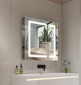 Forclover 30-in x 30-in Lighted LED Fog Free Surface/Recessed Mount Silver Mirrored Soft Close Medicine Cabinet with Outlet