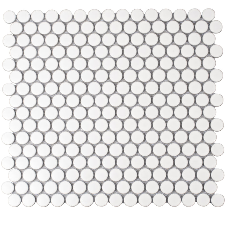 Apollo Tile Cirkel Pearl White 12-in x 12-in Matte Porcelain Penny Round Patterned Floor and Wall Tile (9.87-sq. ft/ Carton)