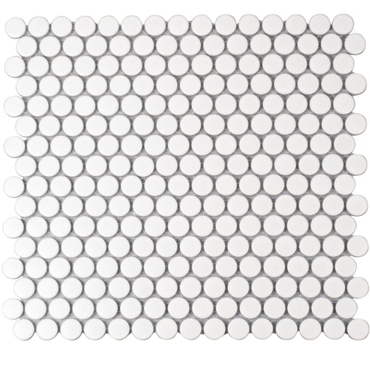 Apollo Tile Cirkel Pearl White 12-in x 12-in Matte Porcelain Penny Round Patterned Floor and Wall Tile (9.87-sq. ft/ Carton)
