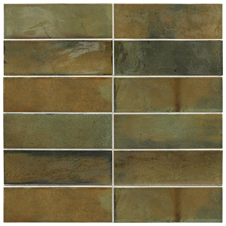 Apollo Tile Antiek Olive Green 3-in x 8-in Glossy Ceramic Brick look Floor and Wall Tile product image