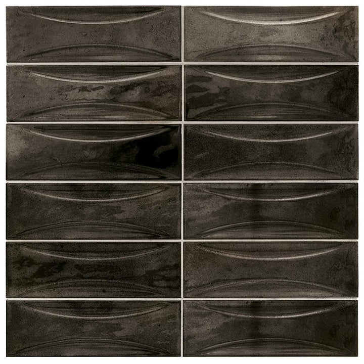 Apollo Tile Antiek Black 3-in x 8-in Glossy Ceramic Brick Patterned Floor and Wall Tile (5.38-sq. ft/ Carton)