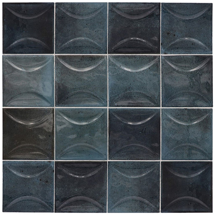 Apollo Tile Antiek Spruce Blue 4-in x 4-in Glossy Ceramic Patterned Floor and Wall Tile (5.39-sq. ft/ Carton)
