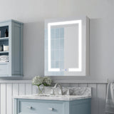 WELLFOR V3 24-in x 30-in Lighted LED Surface/Recessed Mount Aluminum Mirrored Soft Close Medicine Cabinet with Outlet
