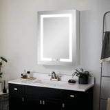 WELLFOR V3 24-in x 30-in Lighted LED Surface/Recessed Mount Aluminum Mirrored Soft Close Medicine Cabinet with Outlet