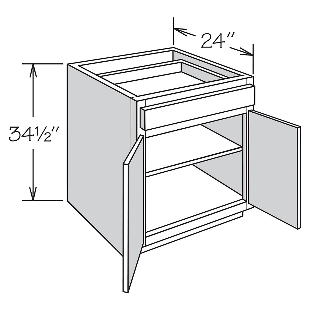 Shenandoah PRO Express Breckenridge 33-in W x 34.5-in H x 24-in D Linen Partial Overlay 1-Drawer Base Fully Assembled Plywood Cabinet (Recessed Panel Shaker Style)