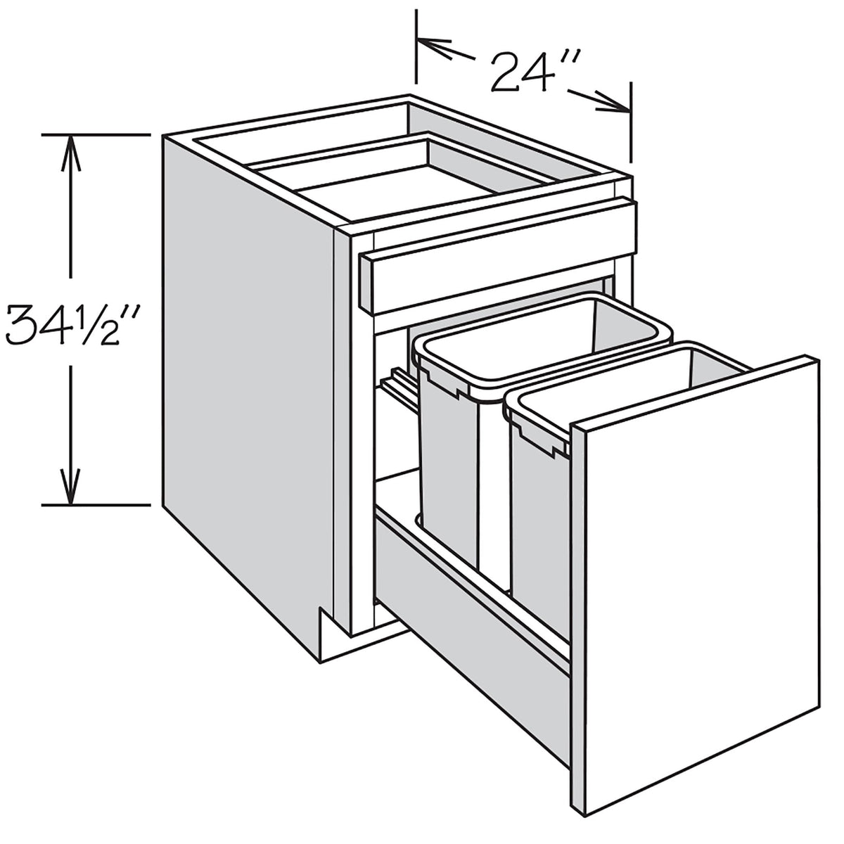 Shenandoah PRO Express Breckenridge 18-in W x 34.5-in H x 24-in D Linen Full Overlay 1-Drawer Pull-out Wastebasket Base Fully Assembled Plywood Cabinet (Recessed Panel Style)
