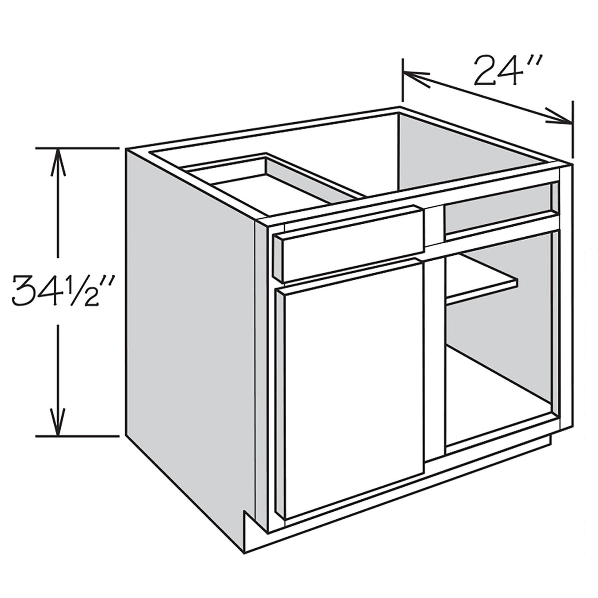Shenandoah PRO Express Breckenridge 33-in W x 35.4-in H x 24-in D Stone Full Overlay Blind 1-Drawer Corner Base Fully Assembled Plywood Cabinet (Recessed Panel Shaker Style)