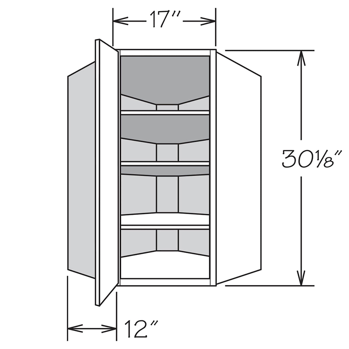 Shenandoah PRO Express Breckenridge 24-in W x 42.125-in H x 15-in D Stone Full Overlay Diagonal Corner Wall Fully Assembled Plywood Cabinet (Recessed Panel Shaker Style)