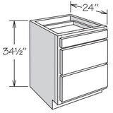 Shenandoah PRO Express Breckenridge 18-in W x 34.5-in H x 24-in D Linen Full Overlay 3-Drawer Base Fully Assembled Plywood Cabinet