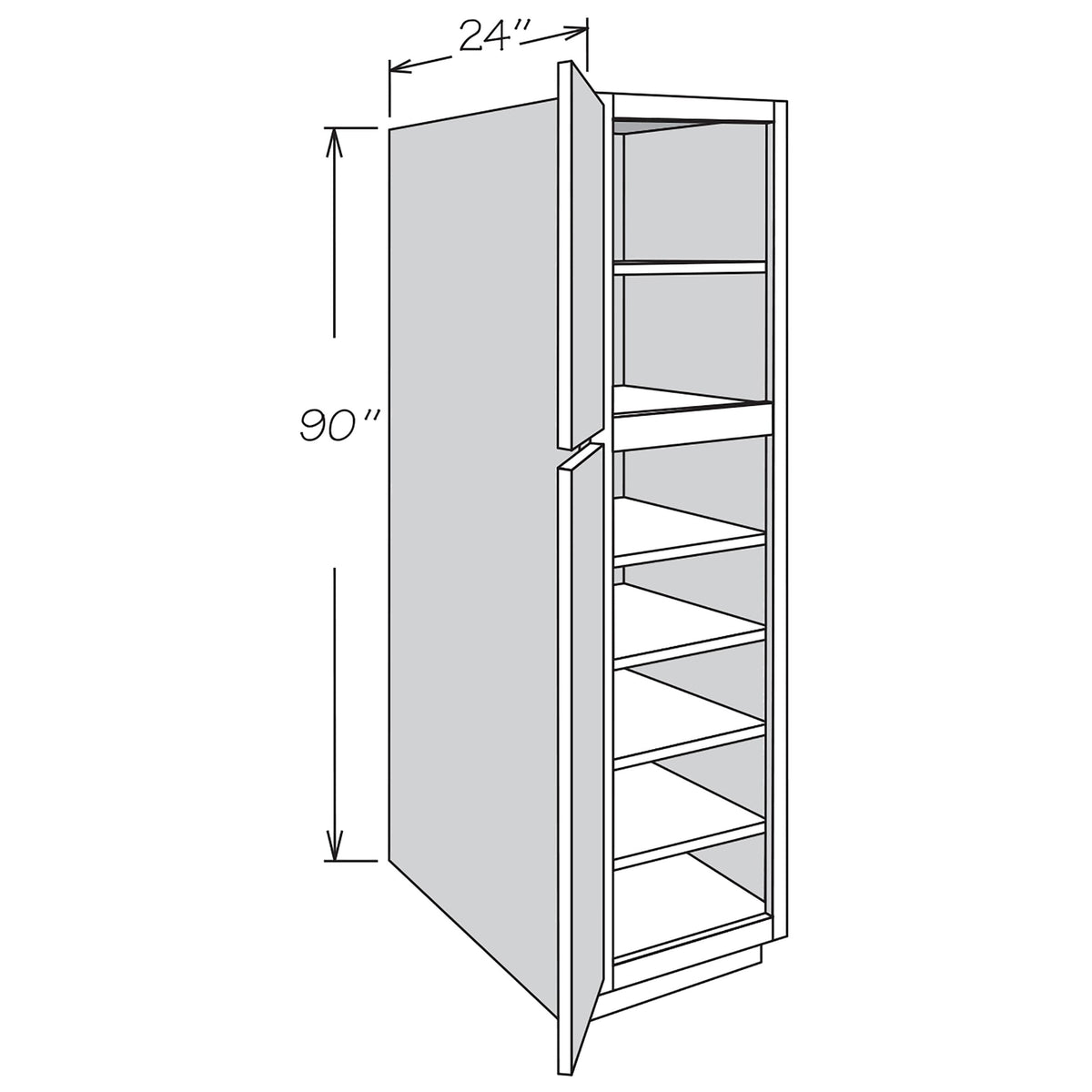 Shenandoah PRO Express Breckenridge 18-in W x 90-in H x 24-in D Linen Partial Overlay Pantry Fully Assembled Plywood Cabinet (Recessed Panel Shaker Door Style)