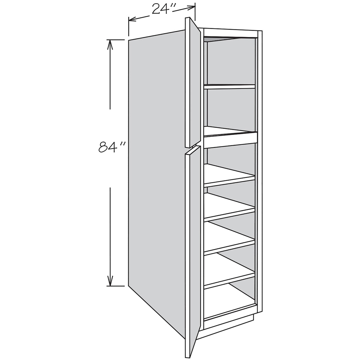 Shenandoah PRO Express Breckenridge 18-in W x 84-in H x 24-in D Linen Partial Overlay Pantry Fully Assembled Plywood Cabinet (Recessed Panel Shaker Door Style)