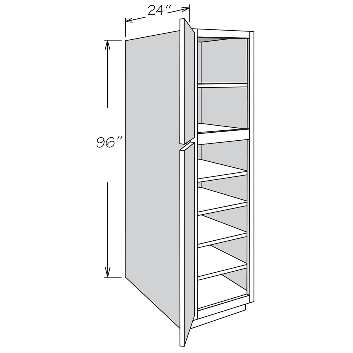 Shenandoah PRO Express Breckenridge 18-in W x 96-in H x 24-in D Linen Full Overlay Pantry Fully Assembled Plywood Cabinet (Recessed Panel Shaker Door Style)