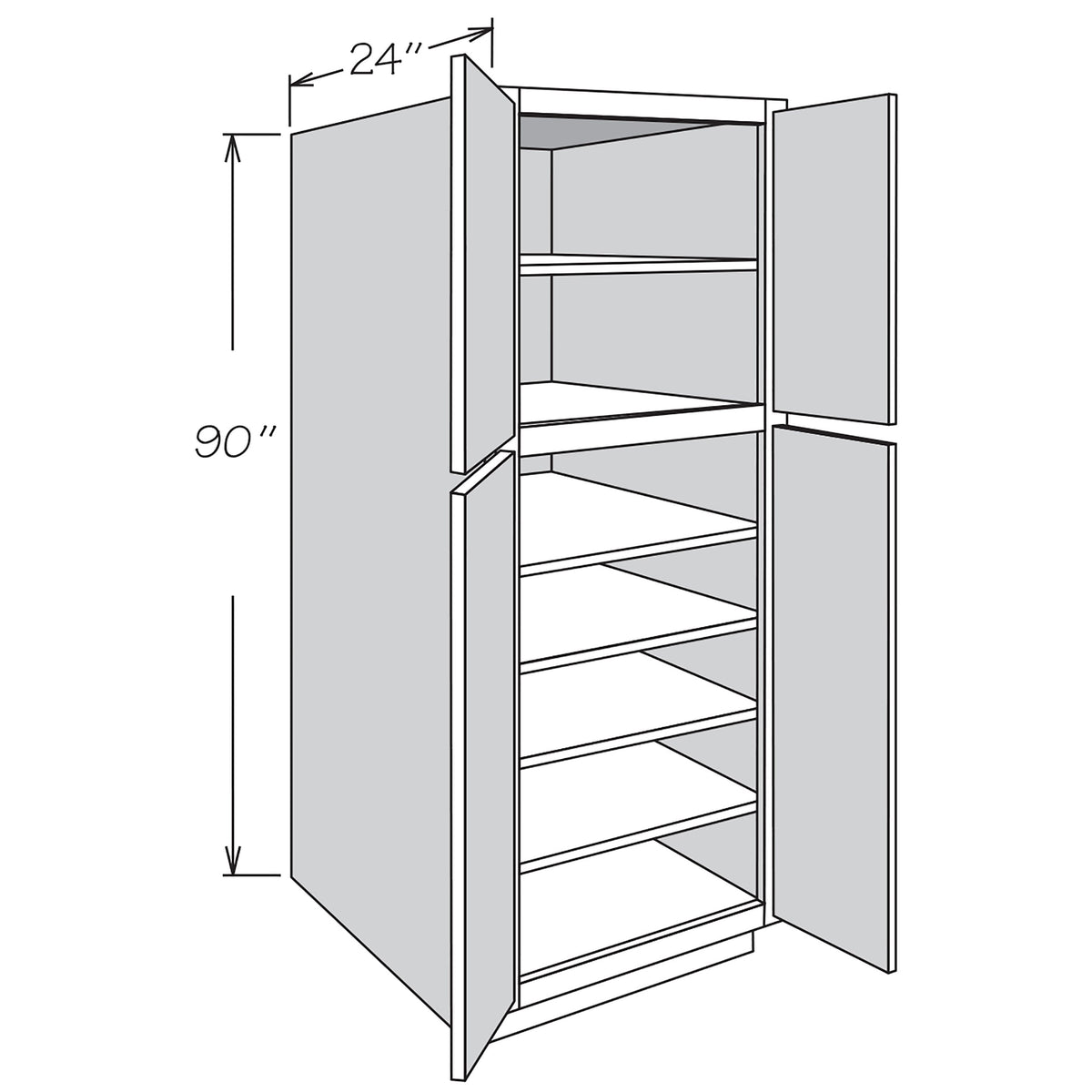 Shenandoah PRO Express Breckenridge 24-in W x 90-in H x 24-in D Linen Partial Overlay Pantry Fully Assembled Plywood Cabinet (Recessed Panel Shaker Door Style)